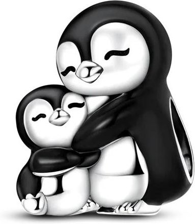 Anhänger Pinguin, Kupfer, Blaues Herz, Zirkonia, Schwarz - Bild 1