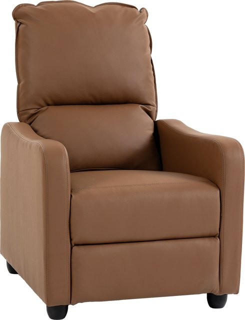HOMCOM Manueller Relaxsessel mit Fußstütze in Dunkelbraun, ergonomisch gepolsterter Sessel aus PU-Leder mit Metall- und Holzrahmen, B/T/H: 69 x 91 x 100 cm - Bild 1