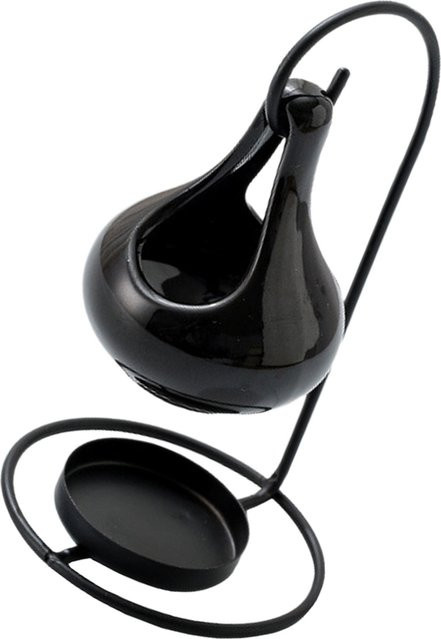 WINOMO Keramik-Teelichthalter in Schwarz als Aroma-Diffusor und Duftlampe für ätherische Öle - Bild 1