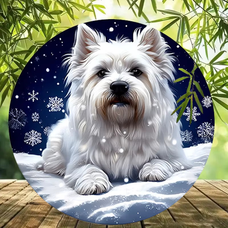 Potdemiel Rundes Metallschild Hund Vintage Wandkunst aus Aluminium für drinnen und draußen Durchmesser: 20 cm - Bild 4