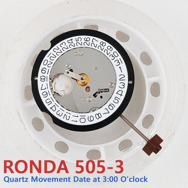 Ronda Quarzuhrwerk, Weiß, 3H, Datum - Bild 1