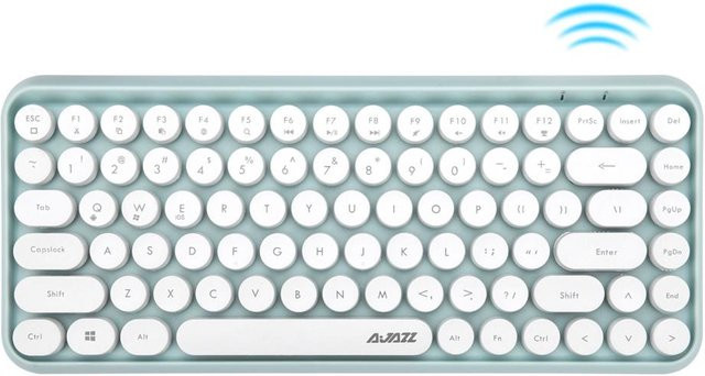 Ajazz 308i Bluetooth-Tastatur mit runden Tastenkappen in Grün und Weiß, 84 Tasten - Bild 1