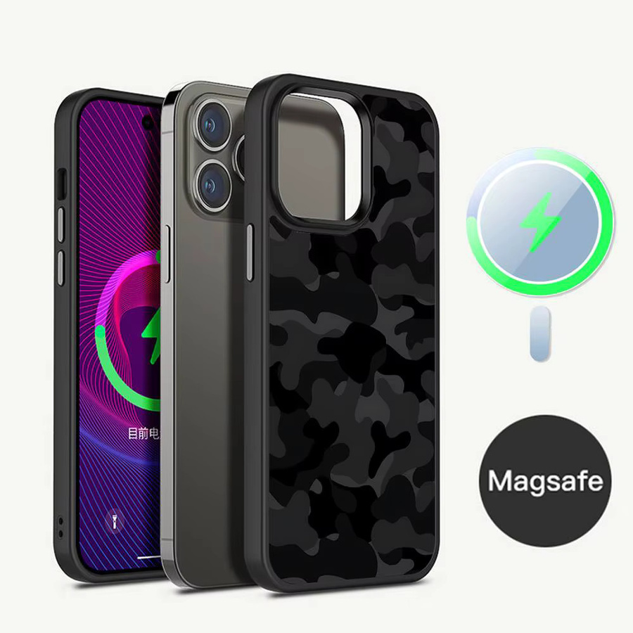 MagSafe Magnetische Handyhülle im Camo Militär Armee Design für Apple iPhone 11 12 13 14 15 16 17 Pro Max Plus aus PC und TPU, Multicolour - Bild 2