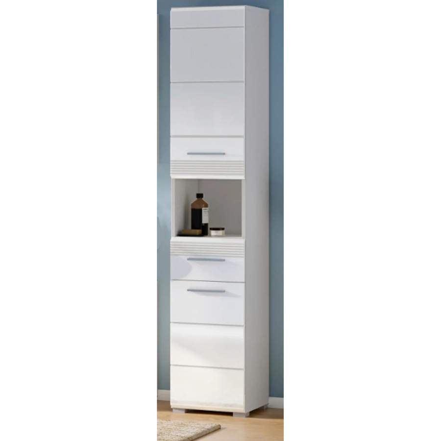 Inn.Furn Badschrank Leon Hochschrank in Weiß Hochglanz mit LED-Beleuchtung, B/T/H: 30 x 31 x 182 cm - Bild 2