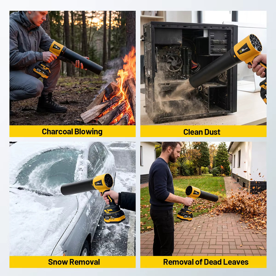 Hecus Bürstenloser Elektrischer Turbo-Gebläseventilator für Makita 18V Akku, Kabelloser Handgeführter Laub-, Staub- und Schneebläser für Garten, Hof und Autoreinigung - Bild 2
