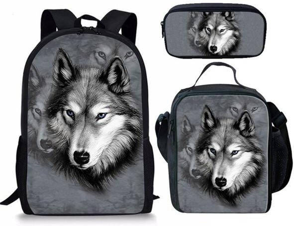 Fancy Style Studio 3er-Set Schulaccessoires mit 3D-Druck Motiv Katze Pferd in Schwarz - Bild 1