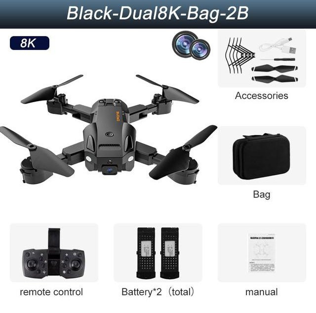 ZETI Q6 Pro Mini-Drohne mit 8K Dual Camera, ferngesteuerter Quadcopter mit Hindernisvermeidung und HD-Luftaufnahmen, Schwarz - Bild 1