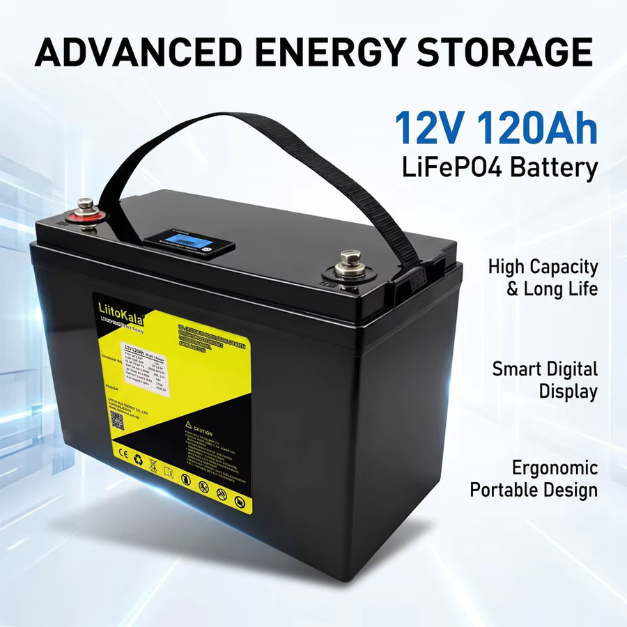 LiitoKala LiFePO4 Batterie 12V 120Ah 1536Wh mit Smart LCD-Display in Blau/Schwarz - Bild 3