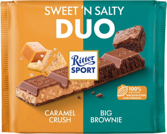 Ritter Sport DUO Sweet'n Salty Caramel Crush Big Brownie 218 g - Bild 1