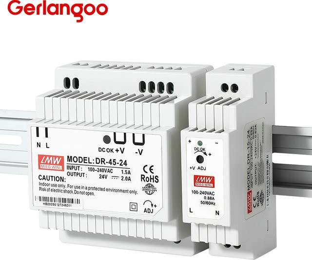 Gerlangoo DR Schaltnetzteil mit Einzelausgang DC 5V 12V 24V für DIN-Schienen, Farbe: Weiß - Bild 1