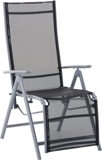 DELUKE Liegestuhl NATALI Relaxsessel in Schwarz mit Aluminiumgestell und Kunststoffgewebe - Bild 1