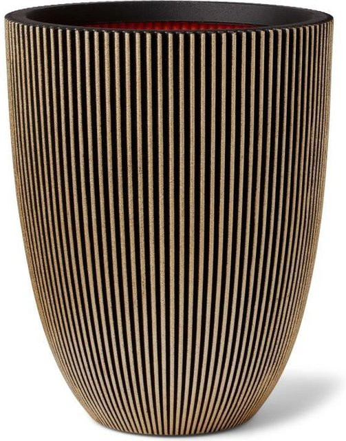 Capi Pflanzgefäß Groove Modern Schwarz und Gold Durchmesser: 46 cm, Höhe: 58 cm - Bild 1
