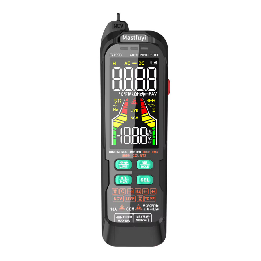 MASTFUYI Digitalmultimeter in Schwarz, wiederaufladbares LCD-Voltmeter mit NCV-Frequenz, Ohm, Diodenkapazität, True-RMS und VFC-Multifunktionstester - Bild 6