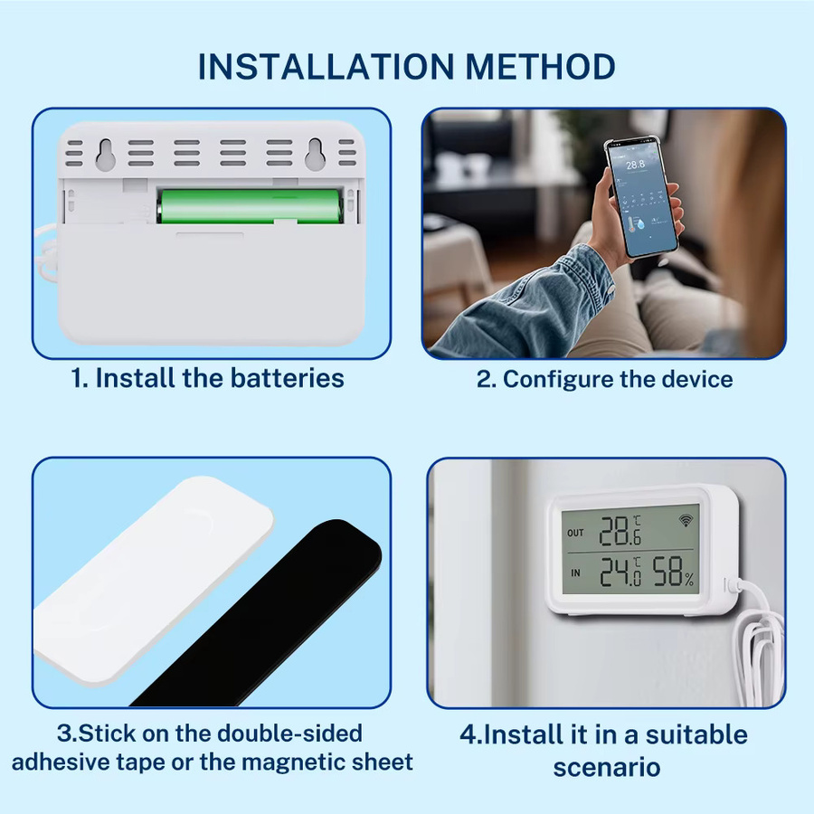 MinisterWorks Tuya WiFi Temperatur und Feuchtigkeit Sensor mit externer Sonde in Weiß, SmartLife und Alexa kompatibel - Bild 5