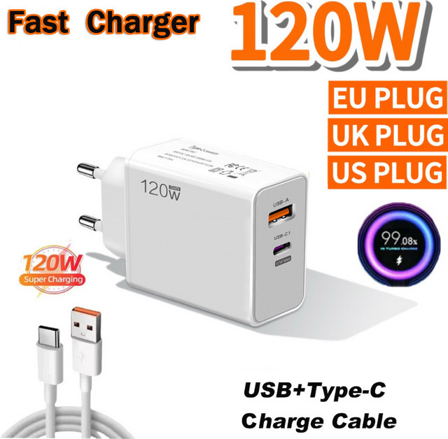 Xiaomi Original 120W Hypercharge Schnellladegerät mit USB-C Typ C Anschluss in Weiß - Bild 1