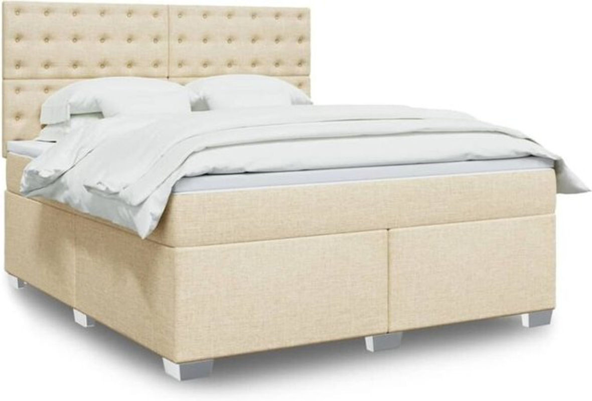 vidaxl Boxspringbett mit Matratze in Creme und Beige aus Stoff, B/T/H: 180 x 200 x 140,5 cm - Bild 1