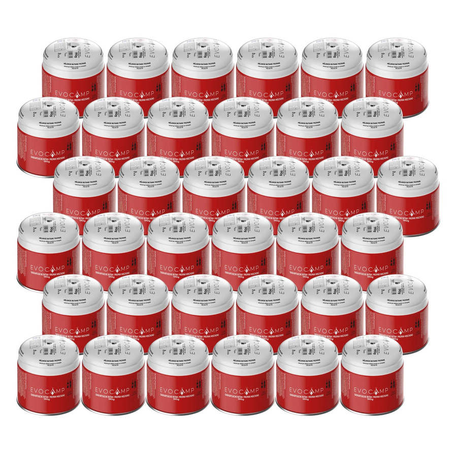 Evocamp Gaskartuschen Set 36 Stück Butan Propan 190g Stechkartusche Typ 200 EN417 mit Sicherheitsventil für Gaskocher - Bild 2