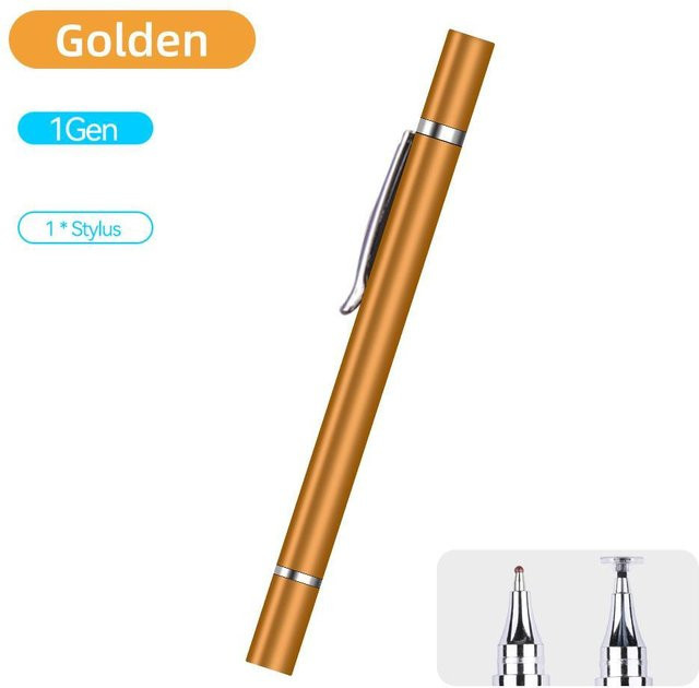 Universal 2 in 1 Stylus Stift für Tablet, Android, iOS, iPad, Xiaomi und Samsung in Gold - Bild 1