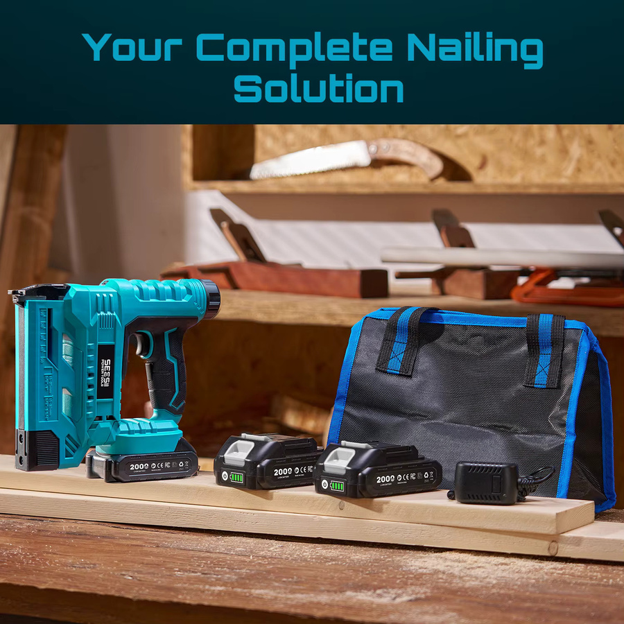 SEESII Akku-Nagler 18 Gauge Brad Nail Gun in Blau mit 2 Akkus und 1000 Nägeln für Möbel und Elektrowerkzeug-Anwendungen - Bild 6