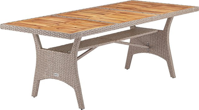 Casaria Polyrattan Gartentisch Takeo aus Akazie in Beige und Braun, ausziehbar, B/T/H: 190 x 90 x 74 cm - Bild 1