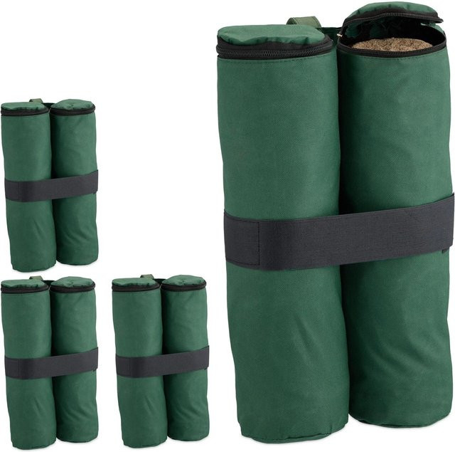 Relaxdays Pavillon Sandsäcke 4er Set aus grünem Polyester, wasserdicht, B/T/H: 40 x 42 x 1,5 cm - Bild 1