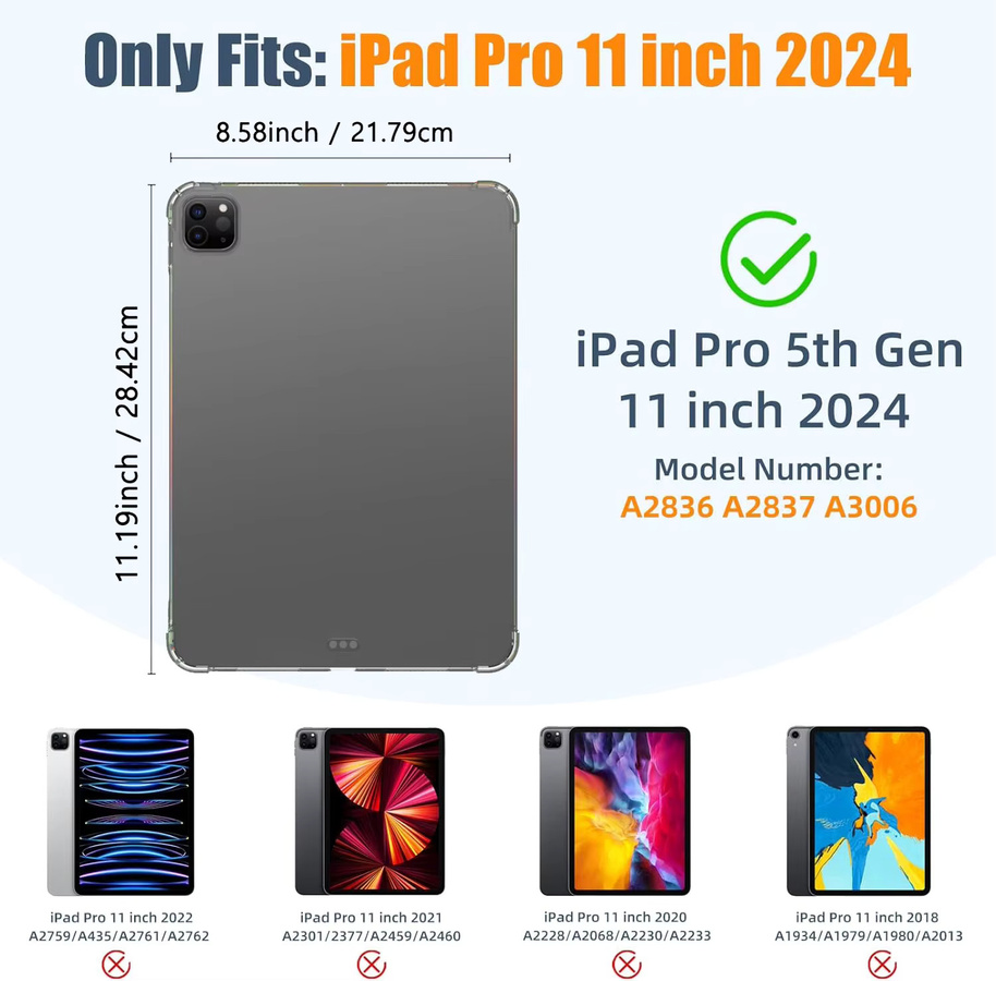 Glitzerhülle für Apple iPad Pro 11 M4 2024 A2836 A2837 A3006 in Transparent Multicolour aus weichem TPU - Bild 2