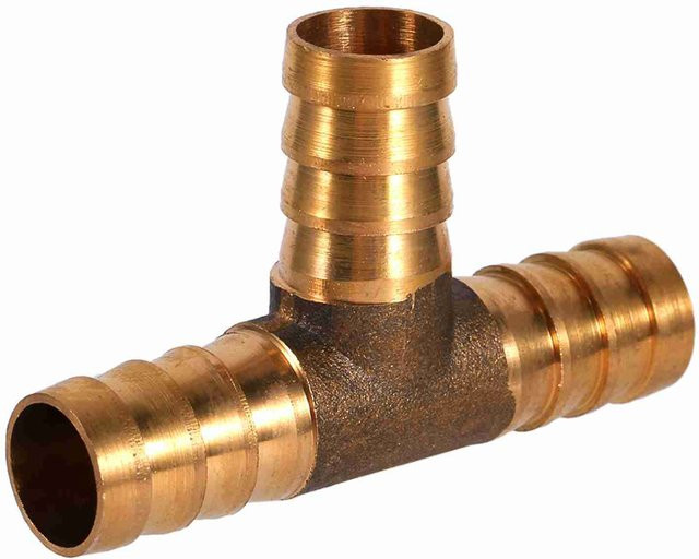 Meterk Messing T-Stück 3-Wege Kraftstoff-Schlauchverbinder 12mm in Gold - Bild 1