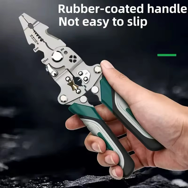 eoopee Multifunktions-Abisolierzange für Elektriker mit Crimp-Funktion und integriertem Schraubenschlüssel im faltbaren Design - Bild 4