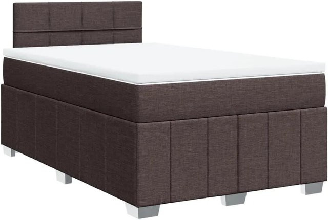 vidaXL Boxspringbett mit Matratze Dunkelbraun, Hybridbett mit USB-Ladeport und Unterbettbeleuchtung, B/T: 120 x 200 cm - Bild 1