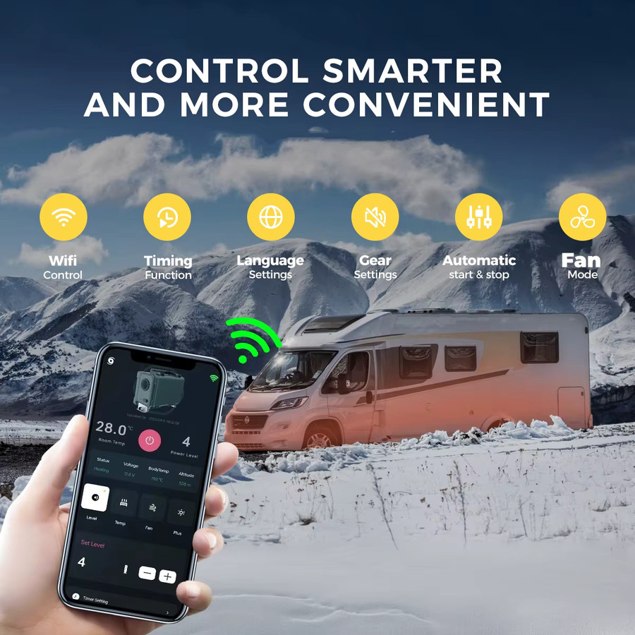 Sunster Smart Diesel Standheizung 8KW mit WiFi und Bluetooth App-Steuerung für 12V/24V/220V, Monobloc Luftheizung mit Thermostat für Auto, Camper, RV und Haus - Bild 2