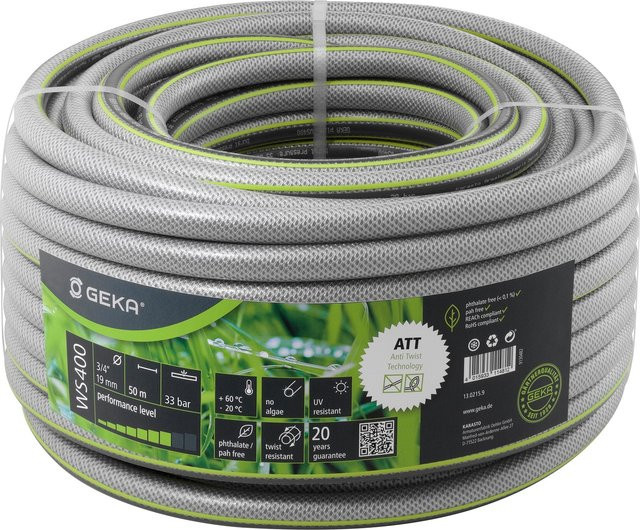 GEKA plus Wasserschlauch WS400, 3/4 Zoll, 50 m, 5-lagig, PVC, transparent/grau/schwarz - Bild 1
