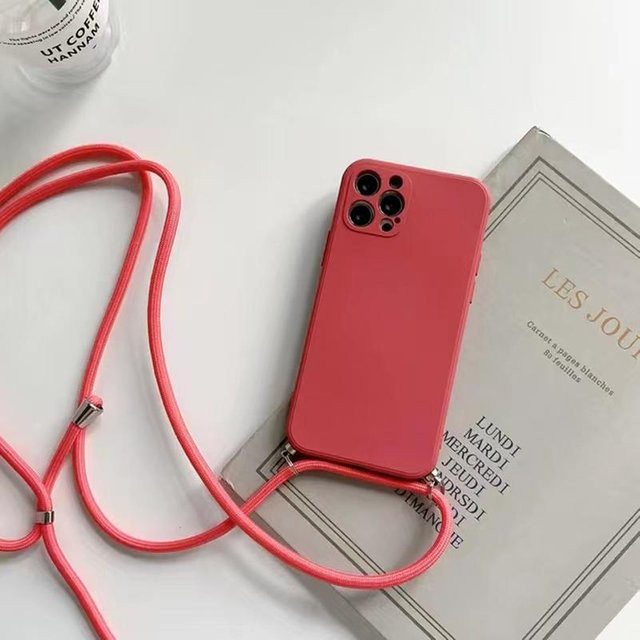 OnePlus Nord CE 4 5G Hülle aus weichem Flüssigsilikon mit Umhängeband Kordel in Grün oder Rot für OnePlus Nord 4 CE 4 Lite - Bild 1