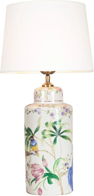 PR Home Lina Tischleuchte aus Keramik in Beige mit Stoffschirm, B/T/H: 60 x 30 x 60 cm - Bild 1