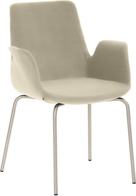 Mayer Sitzmöbel Sessel 2009 mit Armlehnen aus Mikrofaser in Beige und Edelstahlgestell, B/T/H: 58 x 59 x 87 cm - Bild 1
