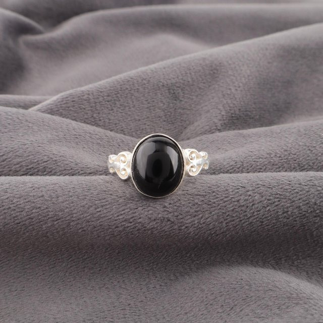 Vaibhav Gems & Jewels Ring, 925 Silber, Schwarzer Turmalin, Damen - Bild 1