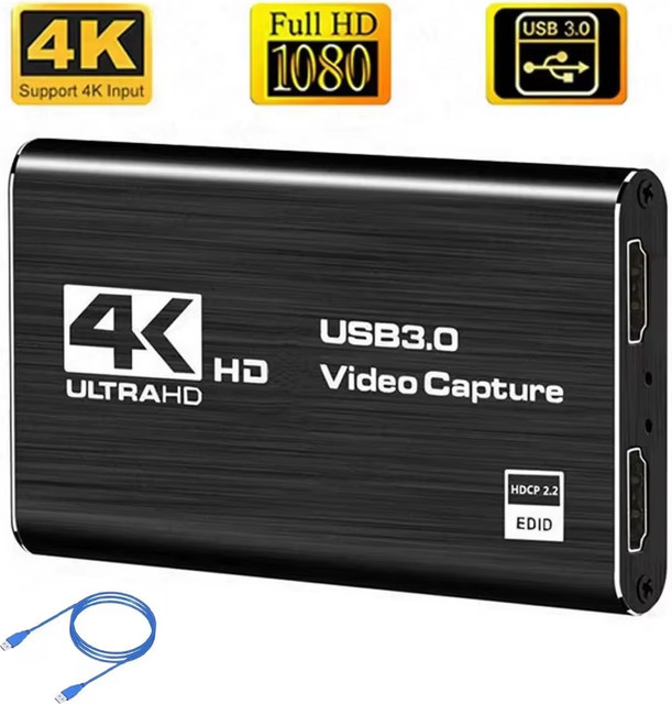 USB 3.0 Videoaufnahmekarte für 4K HDMI und 1080P 60FPS Live-Streaming in Schwarz - Bild 1