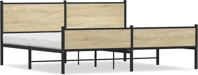 vidaXL Metallbett in Sonoma-Eiche ohne Matratze, B/T: 198 x 207 cm - Bild 1