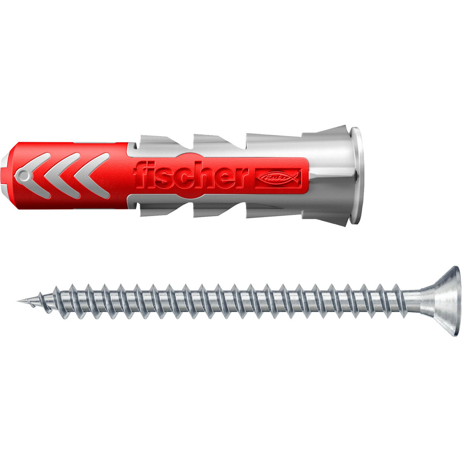 Fischer DuoPower Dübel in den Größen 6/8/10 mm aus Nylon in Grau und Rot - Bild 1