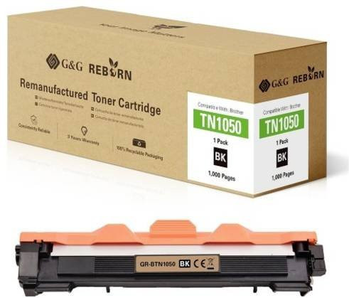 G&G Toner Cartridge Schwarz kompatibel mit Brother TN-1050, Remanufactured, 1000 Seiten Kapazität - Bild 1