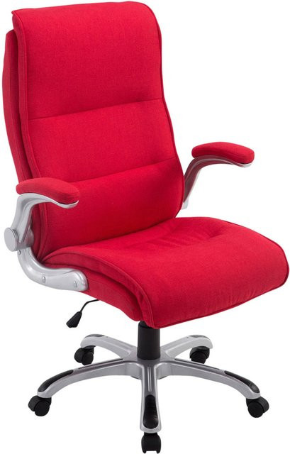TPFLiving Bürostuhl Vila XXL Executive Chair aus Stoff in Rot mit Armlehnen und Rollen, B/T/H: 74 x 76 x 116 cm - Bild 1