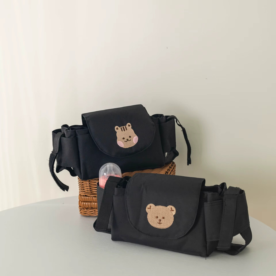 Universal Baby Kinderwagen Organizer mit Becherhalter und Zubehörtasche in Schwarz - Bild 3