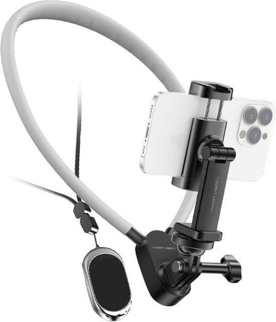 martvsen S7 PRO Kamera Neck Halterung mit Telefon Clip und Magnetic Plate in Grau für Smartphones, Sportkameras und Panoramakameras - Bild 1