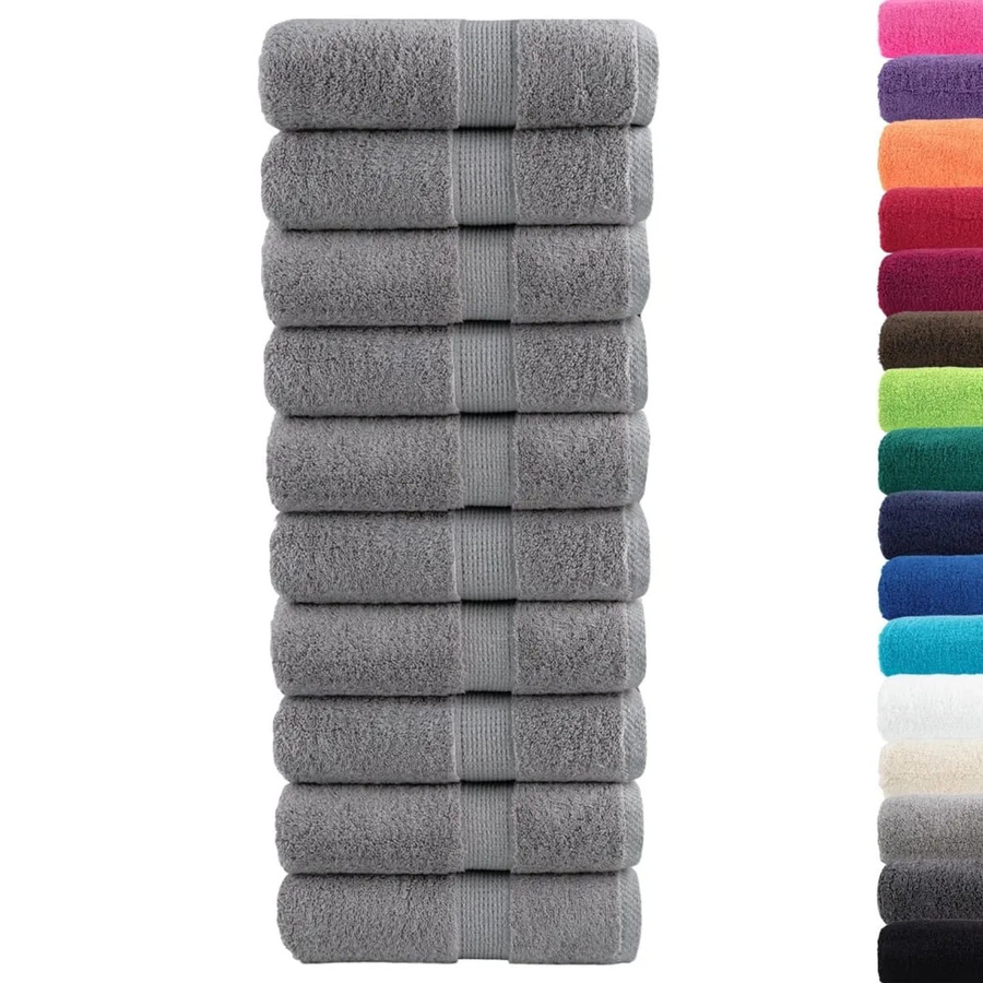 vidaXL Premium-Gästetücher SOLUND, 10 Stück, Grau, Baumwolle, B/H: 30 x 50 cm, 600 g/m² - Bild 2