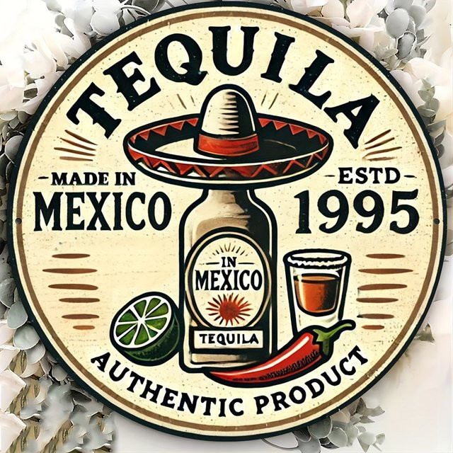 Potdemiel Tequila Wandkunstschild aus Metall im Vintage-Stil, Mehrfarbig, B/H: 20,3 x 20,3 cm - Bild 1