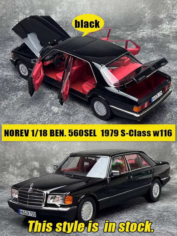 NOREV Ben. 560sel S-Klasse W116, Automodell, 1:18, Schwarz, Metall - Bild 4