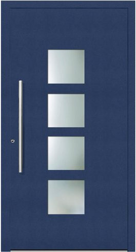 KNOCK Aluminium-Haustür Marte in Stahlblau mit Glaseinsatz und RC2-Schutz - Bild 1