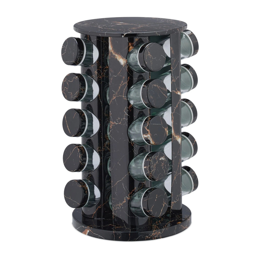 Relaxdays Gewürzkarussell aus Edelstahl und Glas in Schwarz, drehbar, B: 33,5 cm, T: 19,5 cm - Bild 2