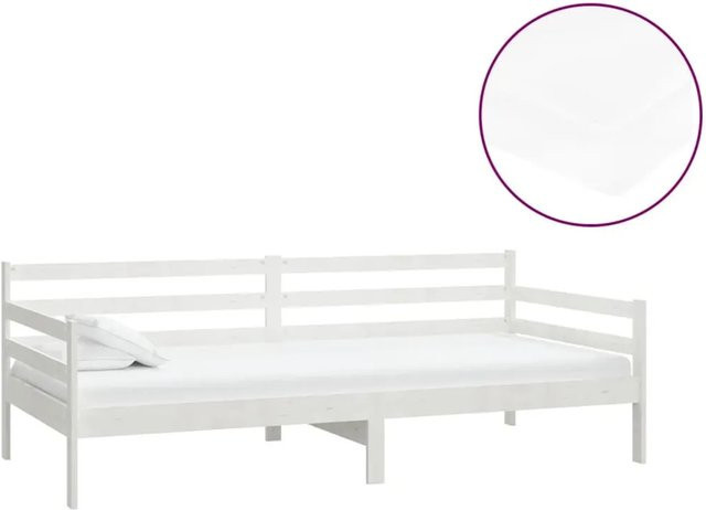 vidaXL Tagesbett aus massivem Kiefernholz mit Matratze, Farbe Weiß, B/T/H: 90 x 200 cm - Bild 1