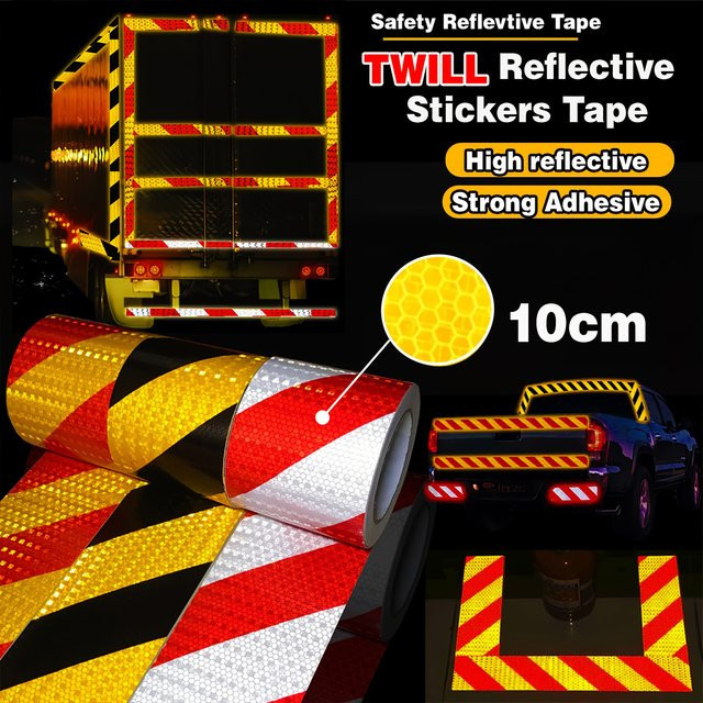 Reflektierendes Twill-Gitterband in Grün und Rot, wasserdicht und selbstklebend als Sicherheitswarnaufkleber zur Auffälligkeitsmarkierung für LKW-Fahrzeuge - Bild 1