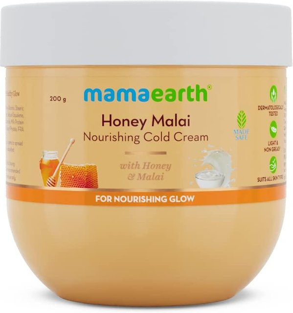 Mamaearth Honig Malai Kaltcreme, Feuchtigkeitscreme für Gesicht & Körper, 200g - Bild 1